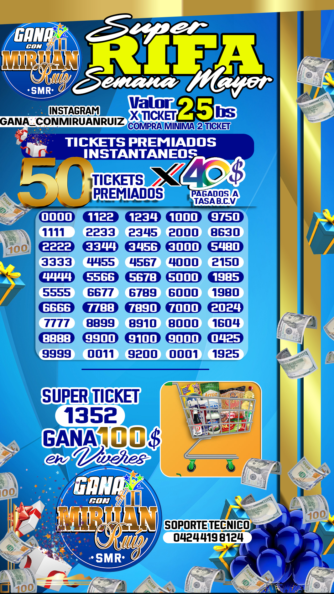 Tickets premiados instantáneo
